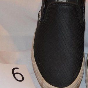 Black Leather Slip On Vans